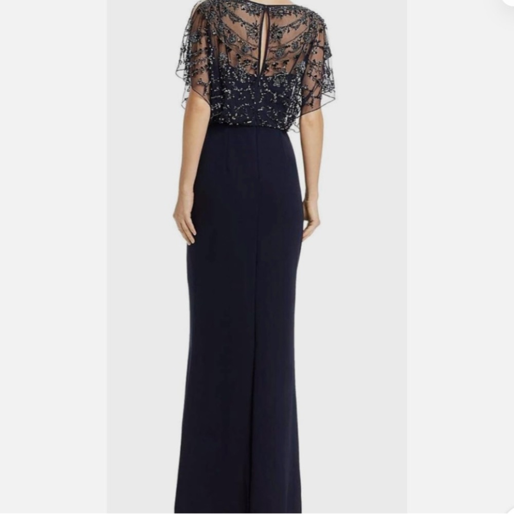Aidan Mattox flutter sleeve beaded gown. - Picture 6 of 6